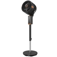 HOMCOM 20 dB Silent Standing Fan for Bedroom, 44" Pedestal Fan with 90° Oscillating, 8 Speeds and LED Light, Black(m-1)