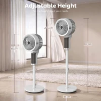 HOMCOM Ventilator de podea silențios 20 dB pentru dormitor, ventilator cu oscilare la 90°, 8 trepte și lumină LED, alb(m-3)