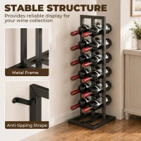 HOMCOM Suport din Metal, 12 Sticle, de Podea, Negru(m-5)