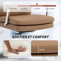 HOMCOM Chaise de bureau, fauteuil de bureau ergonomique, hauteur réglable, dossier haut, pivotant à 360°, 61x67,5x100cm marron(m-5)