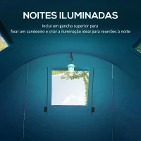 Outsunny Tenda de Campismo para 3 Pessoas com Janelas Gancho Saco de Transporte Impermeável 3000 mm 470x220x150 cm Azul Claro(m-5)