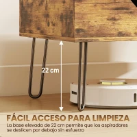HOMCOM Mesa de Centro con Tapa Elevable Compartimento Oculto Patas de Acero 95x50x40 cm Marrón Rústico(m-6)