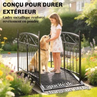 Outsunny Pont de Jardin en Métal Style Baroque Passerelle Décorative avec Garde-Corps 91cm et Charge 100kg Noir(m-5)