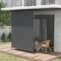 Outsunny Toldo Vertical Exterior 200x305 cm Pantalla de Privacidad Enrollable Ajustable con Manivela Protección UV 40+ Gris(m-2)