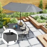 Outsunny Pied de parasol 2 en 1 support parasol avec roues universelles trous de drainage bac à fleurs 50 x 50 x 46 cm gris foncé(m-10)