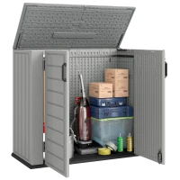 Outsunny Cobertizo de Jardín de HDPE 940L con Tapa Abatible 2 Puertas Cerradura Cobertizo de Jardín 142x67x119 cm Gris Claro(m-10)