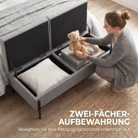 HOMCOM Sitztruhe aus Leinen, Bettbank mit 2 Fächern, klappbaren Deckeln und extra dicker Polsterung, 117 x 50 x 44 cm(m-4)