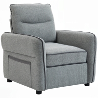 HOMCOM Canapé 1 place, canapé de salon en velours égyptien, poche latérale, 80 x 81 x 90 cm, gris