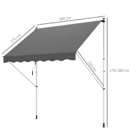 Outsunny 3x1.5m  Adjustable Outdoor Aluminium Frame Awning Grey(m-3)