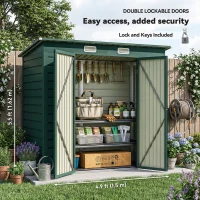 Outsunny 3.7 x 7.9ft Galvanised Steel Shed, with Latched Door and Padlock - Green(m-6)