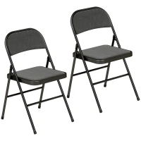 HOMCOM Lot de 2 chaises pliantes chaises de salle à manger portables cadre en acier dim. 45l x 46P x 78H cm noir(m-12)