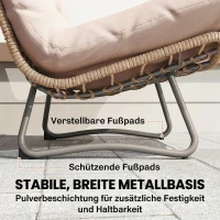 Outsunny Gartenmöbel Set 4-teilig Polyrattan Lounge-Set mit Zweisitzer 2 Sessel Glastisch Breitem & Tiefem Sitz Dicke Kissen(m-8)