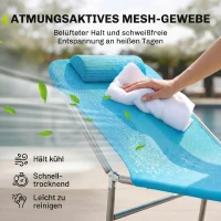 Outsunny Sonnenliege klappbar Gartenliege mit Kopfkissen, 5-Fach verstellbare Rückenlehne bis 120 kg Blau(m-5)