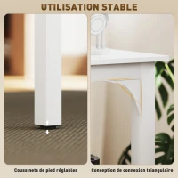 HOMCOM Bureau, bureau d'ordinateur 180 cm avec grand plateau pour 2 personnes, pour travail à domicile ou étude, blanc(m-5)