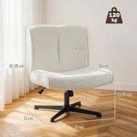 HOMCOM Drehbarer Akzentstuhl, Samtgepolsterter Lounge-Sessel mit Höhenverstellung für Wohnzimmer, Büro, Cremeweiß(m-3)