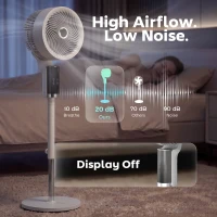 HOMCOM 20 dB Silent Standing Fan for Bedroom, 44" Pedestal Fan with 90° Oscillating, 8 Speeds and LED Light, White(m-5)