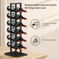 HOMCOM Suport din Metal, 12 Sticle, de Podea, Negru(m-6)