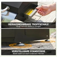 Outsunny Barbecue à Gaz de Table 3 Brûleurs Combiné Gril et Plancha avec Couvercle et Thermomètre 7,5 kW Portable Noir(m-8)