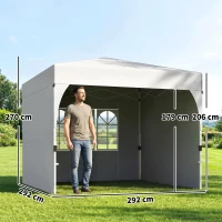 Outsunny Tonnelle de jardin 3 x 3 m pop up, tonnelle pliante réglable en hauteur, protection UV50+, 3 parois latérales, crème(m-3)