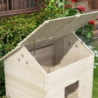 PawHut Abri pour canards maison pour canards avec toit ouvrant ventilation et porte-rampe 100 x 82,5 x 91 cm bois naturel(m-8)