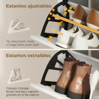HOMCOM Mueble Zapatero Moderno con 2 Cajones Abatibles Armario y Estantes Ajustables para 10-14 Pares de Zapatos Blanco(m-6)