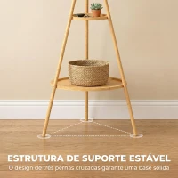 HOMCOM Cabide de Pé em Bambu Cabide para Roupas com 2 Prateleiras e 9 Ganchos Design Elegante 58,5x58,5x176 cm Madeira(m-5)