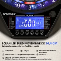 SPORTNOW Cible de Fléchettes Électronique Jeu de Fléchettes Électronique lumineuse écran LED surdimensionné rechargeable noir(m-5)
