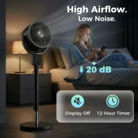 HOMCOM 20 dB Silent Standing Fan for Bedroom, 42" Pedestal Fan with Remote, 90° Oscillating, 8 Speeds, Remote Control, Black(m-5)