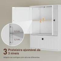 HOMCOM Armário Casa de Banho de Parede Rústico com Prateleira Ajustável Dupla Porta Porta Basculante e Fecho Magnético 60x19,5x60 cm Branco(m-5)