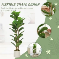 HOMCOM 120cm Set of 2 Artificial Fiddle Leaf Fig Trees - Green(m-6)