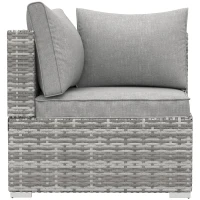 Outsunny Outdoor PE Rattan Corner Sofa, Garden Wicker Furniture Single Sofa Chair w/ Cushions, Light Grey(m-10)