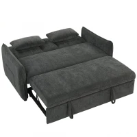 HOMCOM Sofá Cama 2 Plazas 3 en 1 con Mesa Auxiliar Portavasos Respaldo Ajustable Bolsillos Laterales 2 Almohadas Gris Oscuro(m-11)