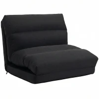 HOMCOM Bodensessel/Sofa wandelbar zum Bett, Rückenlehne 90° bis 180° Stoff - 70 x 72 x 56 cm - schwarz(m-1)