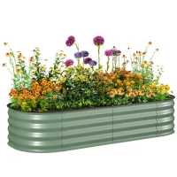 Outsunny Caixa de Plantio de Exterior Grande em Aço Galvanizado para Cultivo de Plantas 150x62x30 cm Verde(m-10)