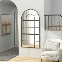 HOMCOM Oglindă de Perete cu Arcadă Stil Fereastră pentru Dormitor și Hol, 76x43 cm, Negru(m-8)