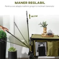 Outsunny Cărucior de Grădină 125L Pliabil cu Mâner și 5 Saci, 108x55x93 cm, Verde(m-4)