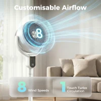 HOMCOM 20 dB Silent Standing Fan for Bedroom, 42" Pedestal Fan with Remote, 90° Oscillating, 8 Speeds, Remote Control, White(m-4)