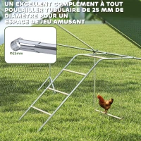 PawHut Perchoir pour poules à 5 niveaux en bois de pin et acier, échelle balançoire, 82 x 150 x 110 cm, argent(m-5)