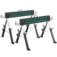 HOMCOM 2er-Set klappbare Metall-Böcke, max. Traglast 1160 kg, höhenverstellbar 64-81 cm, Tragegriff, grün