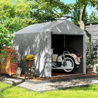 Outsunny Carpa de Jardín para Bicicletas 1,6x2,2x1,7 m con 2 Habitaciones Puerta con Cremallera Impermeable Anti-UV Gris Claro(m-9)