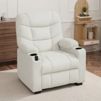 HOMCOM Fotoliu relax electric, fotoliu înclinabil, port USB, suport pentru picioare, suport pahare, 94 x 90 x 105 cm, crem(m-6)