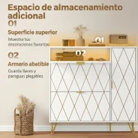 HOMCOM Mueble Zapatero Moderno con 2 Cajones Abatibles Armario y Estantes Ajustables para 10-14 Pares de Zapatos Blanco(m-7)
