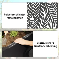 Outsunny Blumenkasten mit Sichtschutz Pflanzkasten mit Rankgitter tropischen Blattmotiven 61 x 23 x 113 cm Schwarz(m-7)
