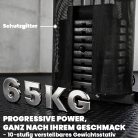 SPORTNOW Kraftstation Fitnessstation mit 65kg Gewichten, Latzug, Butterflystange, verstellbar Preacher Bank, Beintrainer(m-5)