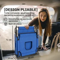 Homcom Transat de Jardin Chaise Longue Pliante Bain de Soleil Bleu(m-7)