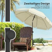 Outsunny Sonnenschirm Strand Ø150 cm wasserabweisend faltbar Strandschirm mit Sandanker verstellbarer Neigung Tragetasche Beige(m-5)