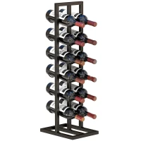 HOMCOM Suport din Metal, 12 Sticle, de Podea, Negru(m-10)