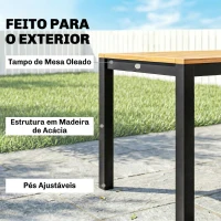 Outsunny Mesa de Jantar de Jardim em Madeira para 6 Pessoas com Tampo de Ripas e Orifício 150x75x75 cm Natural(m-5)