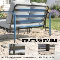 Outsunny Salotto da Giardino 4 Pezzi in Acciaio con Divano 2 Posti, 2 Poltrone e Tavolino, Grigio Chiaro(m-7)