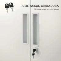 HOMCOM Archivador con Llave Estantes Ajustable Armario Archivador Metálico para Oficina Estudio Salón 80x40x180 cm Blanco(m-5)
